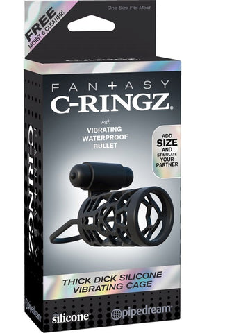 Pipedream Fantasy C-Ringz Thick Dick Silicone Vibrating Cage - Vibrating Cock Rings