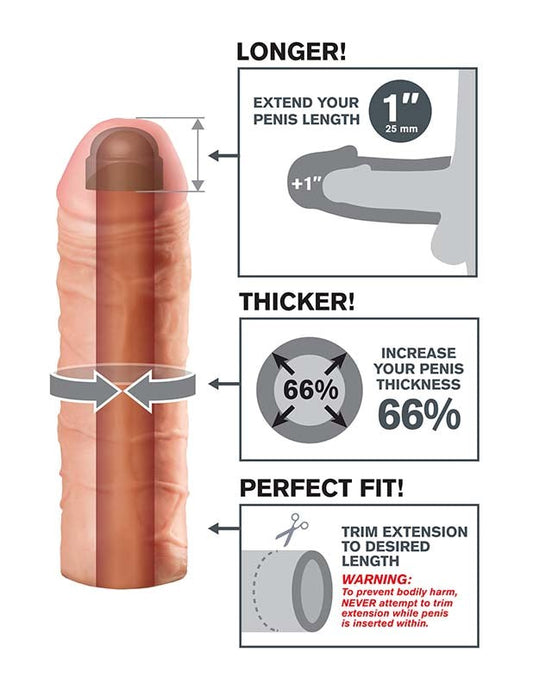 Fantasy X-Tensions Mega 1 Inch Penis Extension - Pumps, Extenders and Sleeves