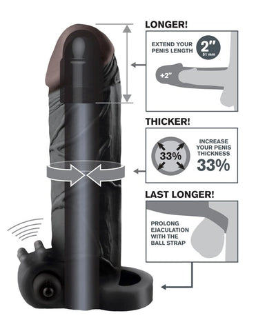 Fantasy X-Tensions Vibrating Real Feel 2 Inch Cock Extension - Pumps, Extenders and Sleeves