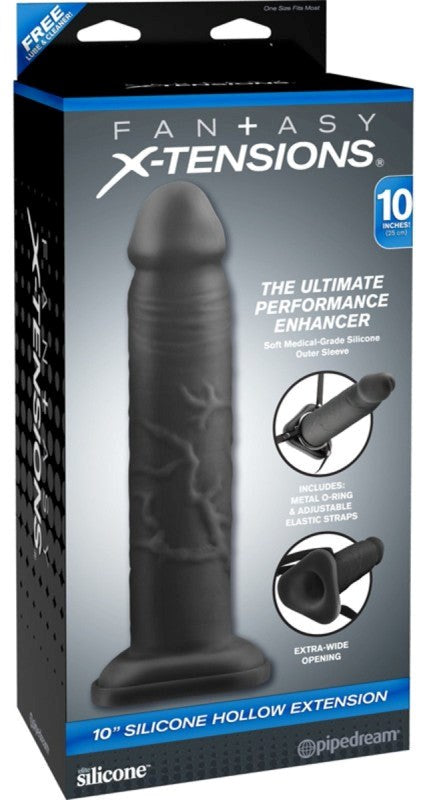 Fantasy X-Tensions Silicone Hollow 10 inch Penis Extension - Pumps, Extenders and Sleeves