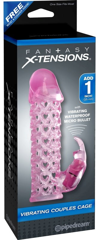Fantasy X-Tensions Vibrating Couples Cock Cage Pink - Pumps, Extenders and Sleeves