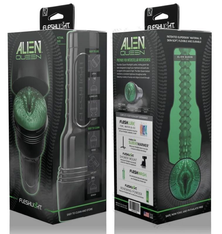 Fleshlight Freaks Alien Queen - Green Metallic - - Realistic Butts And Vaginas