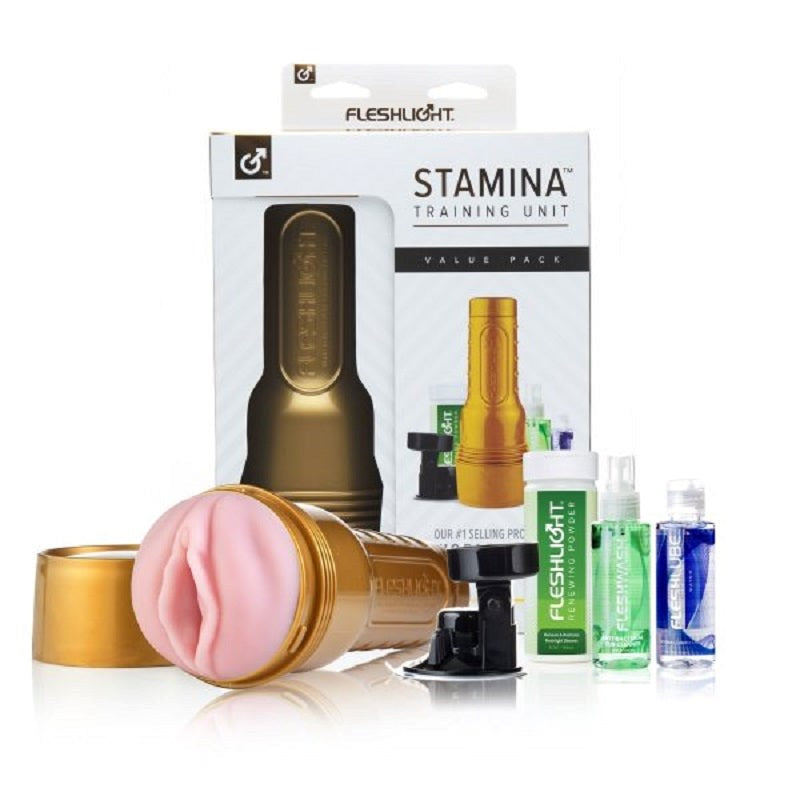 Fleshlight Stamina Training Unit Masturbator and Lubricant Value Pack - Fleshlight Male Masturbators