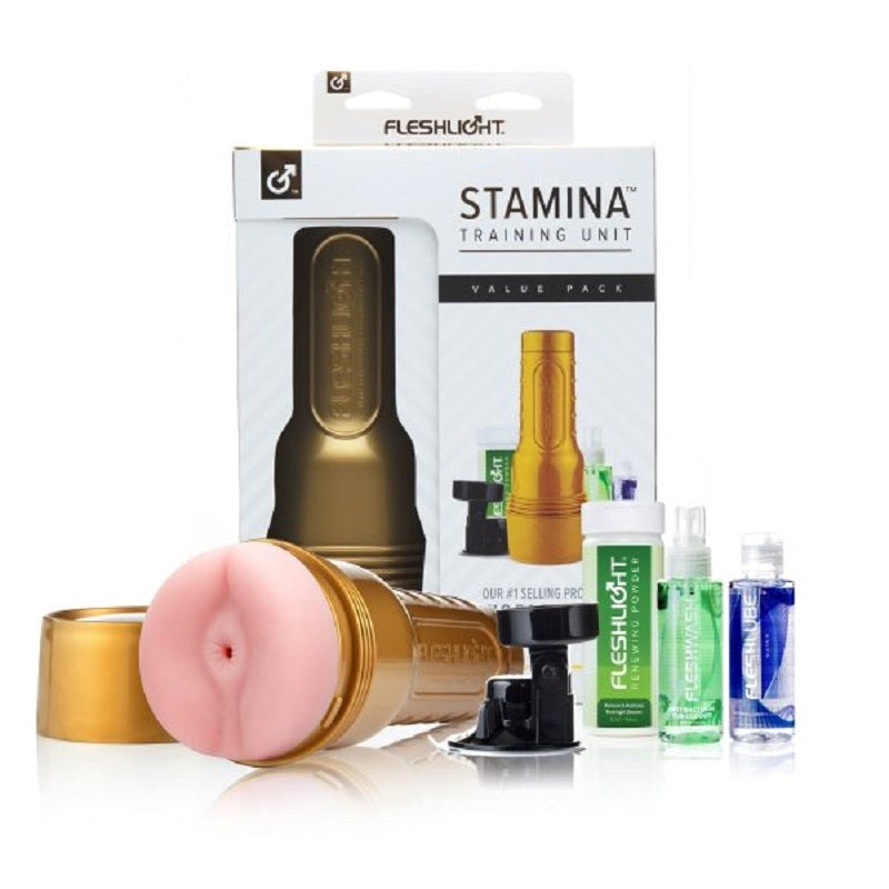 Fleshlight Stamina Training Unit Masturbator and Lubricant Value Pack - Fleshlight Male Masturbators