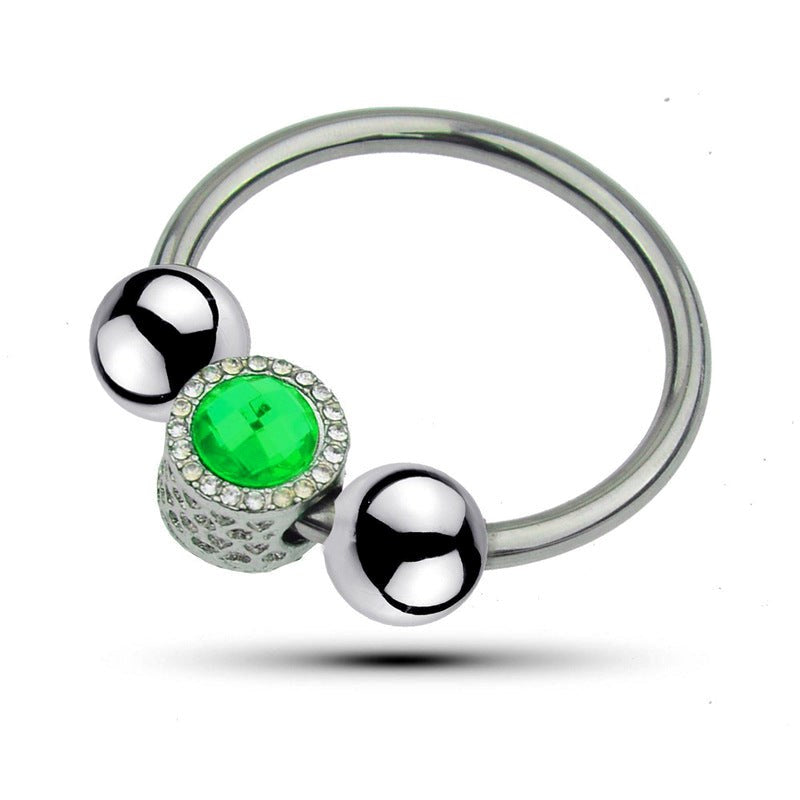 Harry Guy Glans Ring With Green Gem - XL - Cock Rings