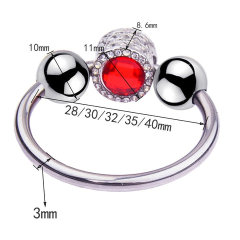 Harry Guy Glans Ring With Red Gem - Cock Rings