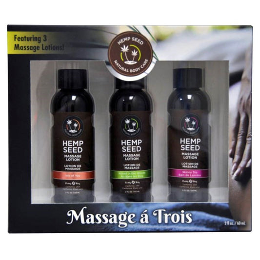 Hemp Seed Massage A Trois Scented Massage Lotion Kit - Water Based Lubes