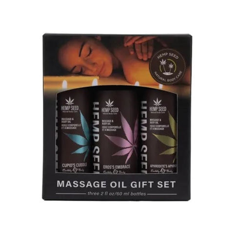 Hemp Seed Massage Oil Trio Gift Set - Oil Based Lubes