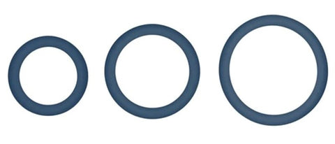 Hombre Snug-Fit Silicone Thin C-Rings 3 pk Navy - Stretchy Cock Rings
