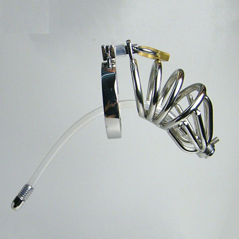 Hoop Cock Cage with Urethral Tube - - Male Chastity