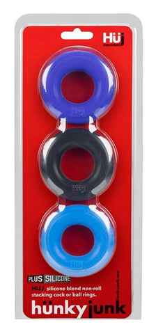 Hunkyjunk HUJ3 C-Ring 3 Pack Multi Colour - Cock Rings