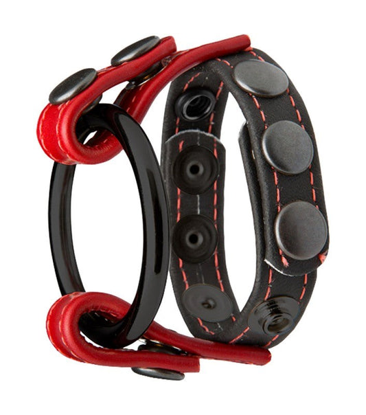 Kink Cock and Ball Masters Rings Black and Red - Stretchy Cock Rings