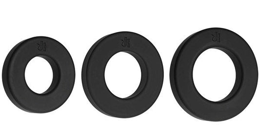 Kink Endure Silicone C-Ring Set Black - Stretchy Cock Rings