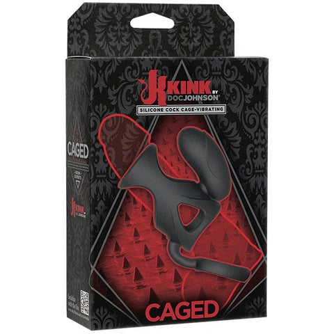 Kink Vibrating Silicone Cock Cage With Ball Strap Black - Cock Rings
