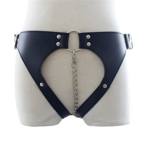 Leather & BDSM Thong with Chain - - Male Chastity