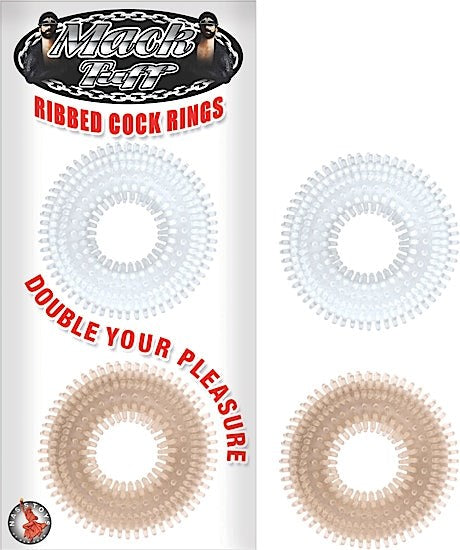 Mack Tuff Ribbed Cock Rings Clear and Smoke - Cock Rings
