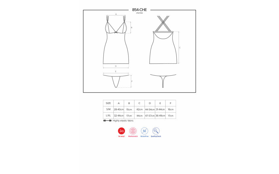 Obsessive Mesh and Lace Chemise And Thong - BabyDolls And Chemises