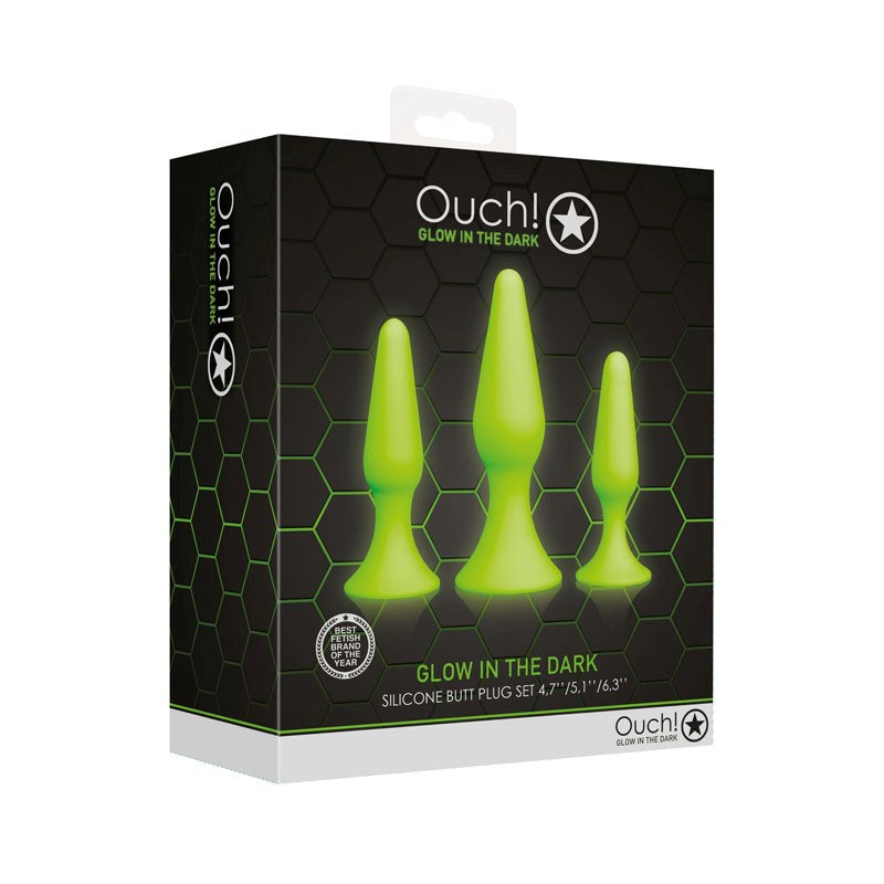 OUCH! Glow in Dark Butt Plug Set - - Butt Plugs