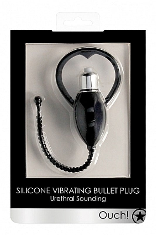 Ouch! Urethral Sounding Vibrating Bullet Plug - - Cock Rings