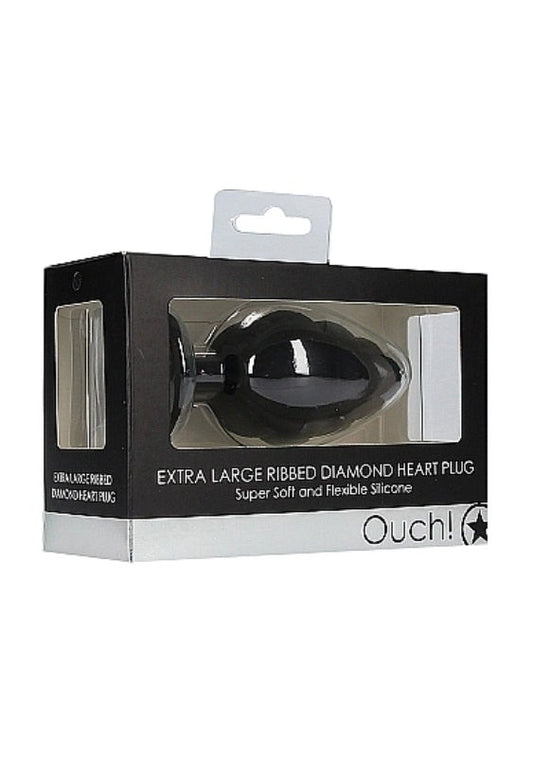 OUCH! XL Ribbed Diamond Heart Plug - Indulge in Luxury - Butt Plugs