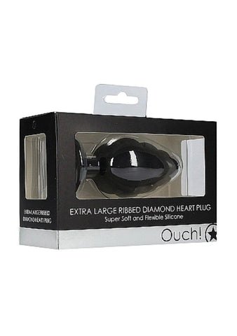 OUCH! XL Ribbed Diamond Heart Plug - Indulge in Luxury - Butt Plugs