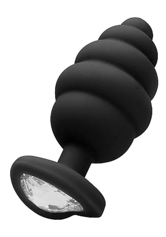 OUCH! XL Ribbed Diamond Heart Plug - Indulge in Luxury - Butt Plugs