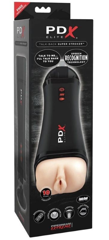 PDX Elite Talk-Back Vibrating Super Stroker - Realistic Butts And Vaginas