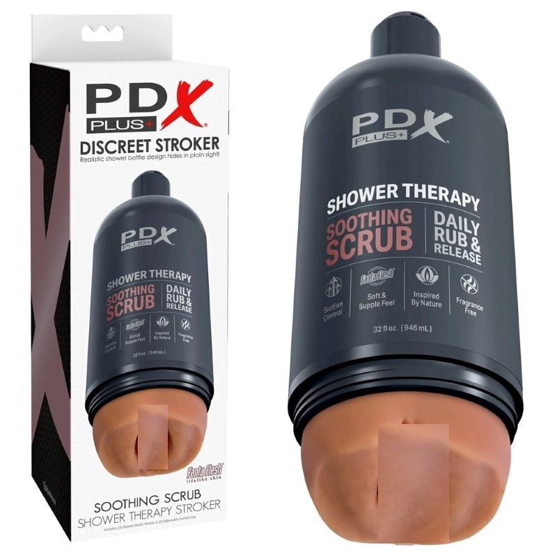 PDX Plus Shower Therapy Soothing Scrub Realistic Stroker - Realistic Butts And Vaginas