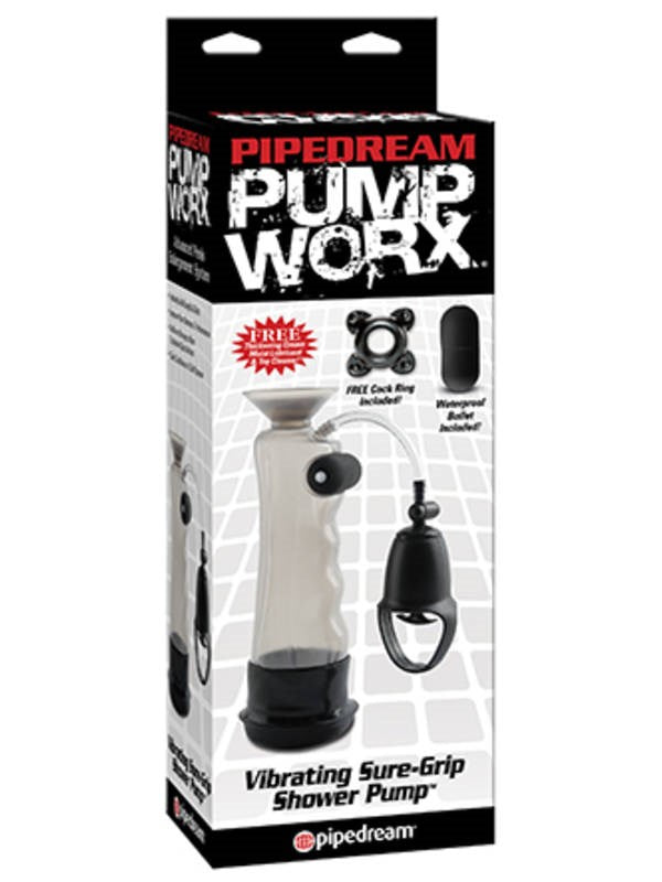 Pump Worx Vibrating Sure Grip Shower Penis Pump - Pumps, Extenders and Sleeves