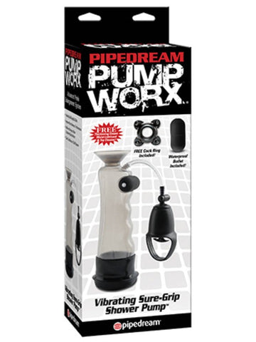 Pump Worx Vibrating Sure Grip Shower Penis Pump - Pumps, Extenders and Sleeves