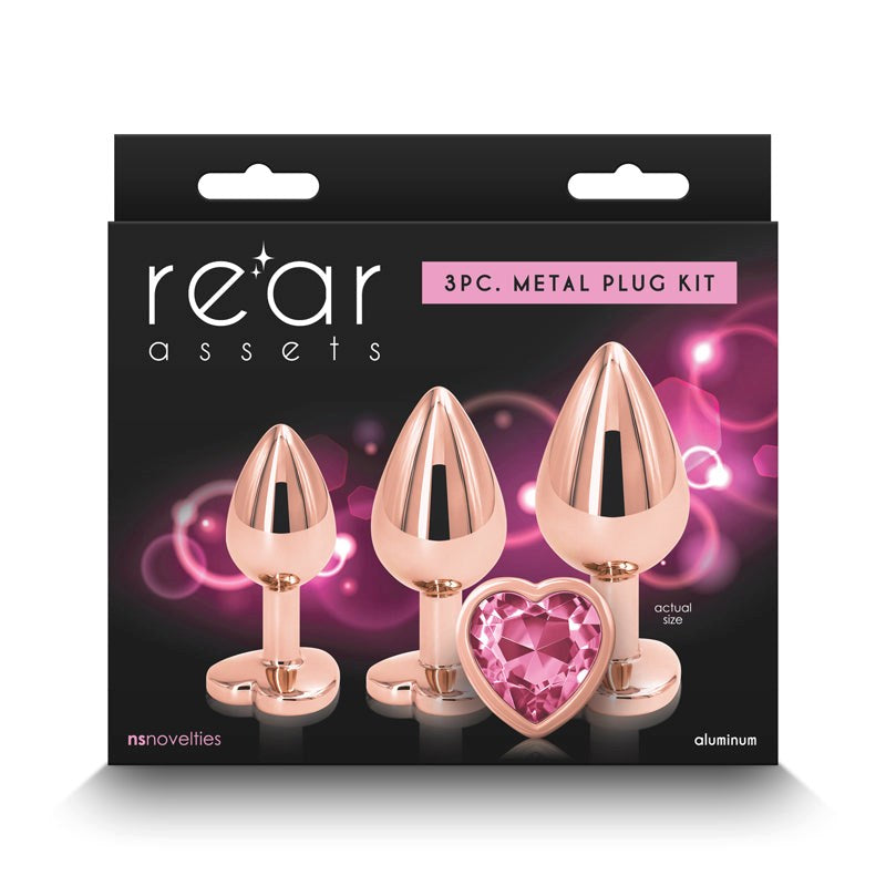 Rear Assets Trainer Kit- Rose Gold Pink Heart - - Butt Plugs