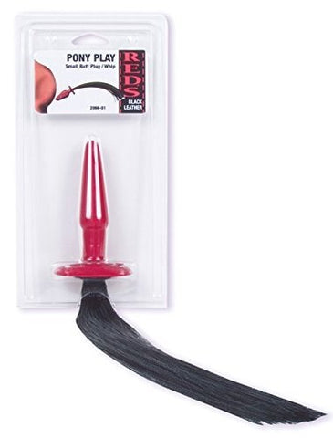 Doc Johnson Red's Black Leather Pony Play BDSM Whip Small - Butt Plugs