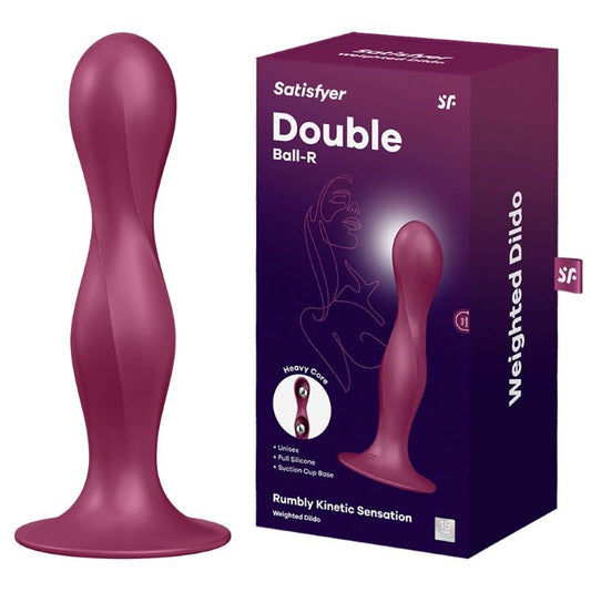 Satisfyer Double Ball-R Soft Silicone Vaginal and Anal Dildo Red - Butt Plugs