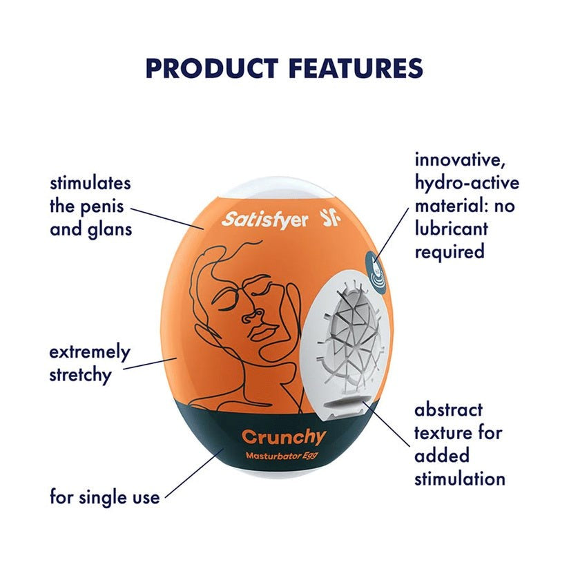 Satisfyer Crunchy Male Masturbator Egg - Masturbators and Strokers