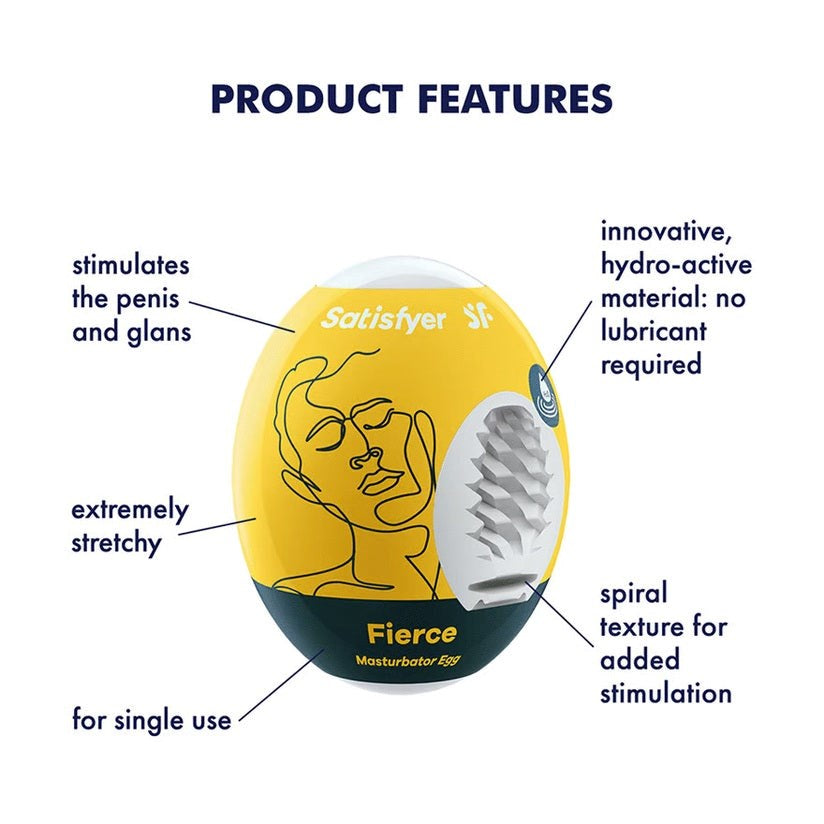 Satisfyer Fierce Travel Friendly Male Masturbator Egg - Masturbators and Strokers