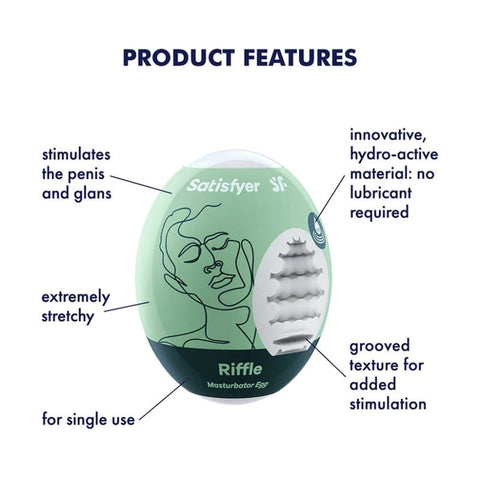 Satisfyer Riffle Mens Pleasure Masturbator Egg - Masturbators and Strokers