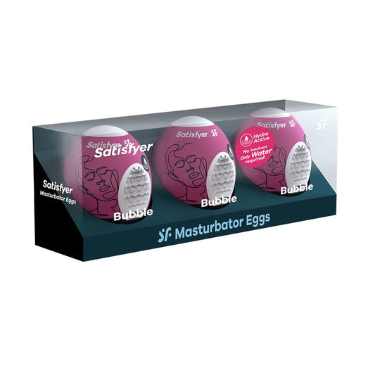 Satisfyer Bubble 3 Piece Male Masturbator Egg Set - Masturbators and Strokers