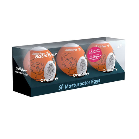 Satisfyer Crunchy 3 Piece Mens Masturbator Egg Set - Masturbators and Strokers