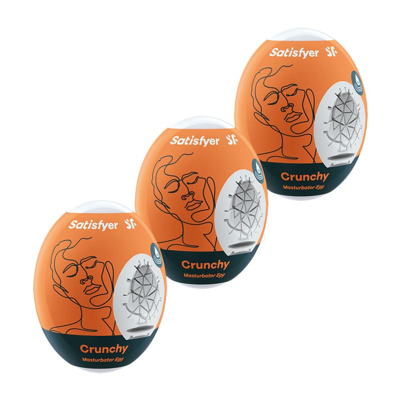 Satisfyer Crunchy 3 Piece Mens Masturbator Egg Set - Masturbators and Strokers