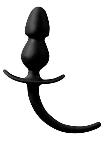 Shove Up 4" Black Silicone Butt Plug with Tail - Butt Plugs