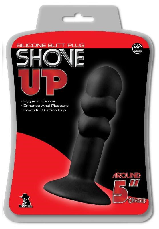 Shove Up 5 Silicone Butt Plug with Suction Cup Black - - Butt Plugs