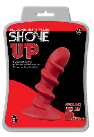 Shove Up 5" Silicone Butt Plug with Suction Cup Red - Butt Plugs