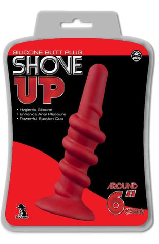 Shove Up 6" Silicone Dong With Suction Cup Red - Butt Plugs
