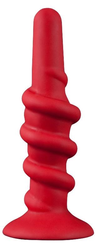 Shove Up 6 Silicone Dong With Suction Cup Red - - Butt Plugs