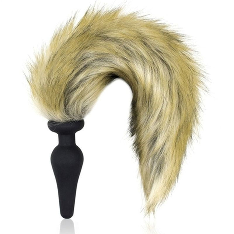 Silicone Anal Plug With Faux Yellow Fox Tail - - Prostate Toys