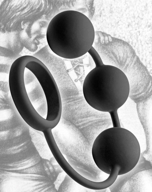 Silicone Cock Ring with 3 Weighted Balls - Stretchy Cock Rings