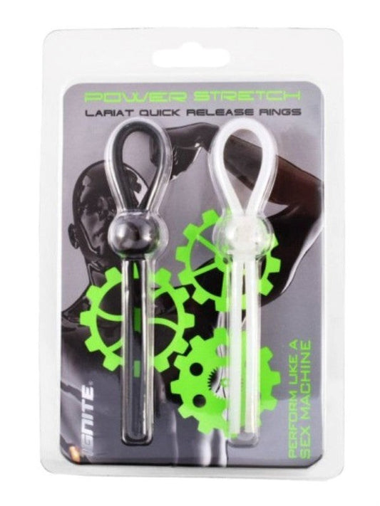 Silicone Lasso Cock rings Black and White - Stretchy Cock Rings
