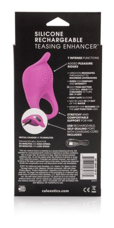 Silicone Rechargable Teasing Enhancer Purple - - Cock Rings