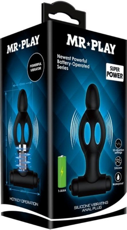 Silicone Rechargeable Vibrating Anal Plug - Black - - Anal Vibrators