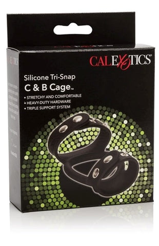 CalExotics Silicone Tri-Snap Male C and B Cage - Stretchy Cock Rings